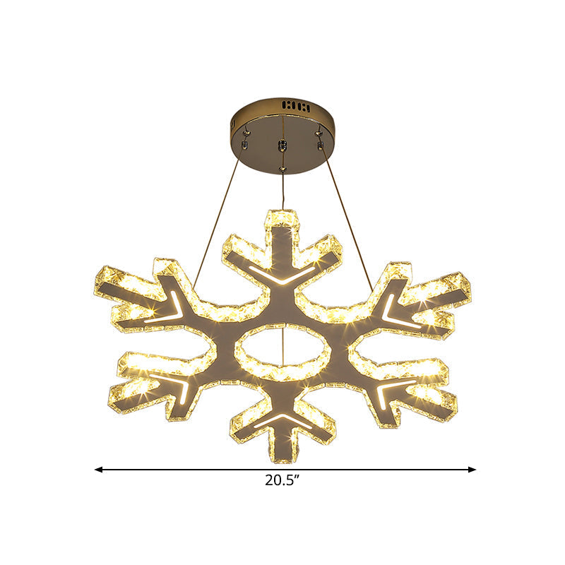 Stainless-Steel Led Crystal Pendant Light - Modern Snowflake Chandelier For Corridor Ceiling