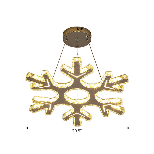 Stainless-Steel Led Crystal Pendant Light - Modern Snowflake Chandelier For Corridor Ceiling