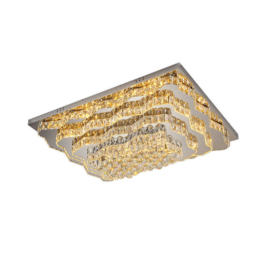 Simple Style Crystal Flush Mount LED Ceiling Light in Chrome - Perfect for Great Room