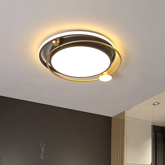 Minimalist Black-Gold Metallic LED Flush Mount Light Fixture