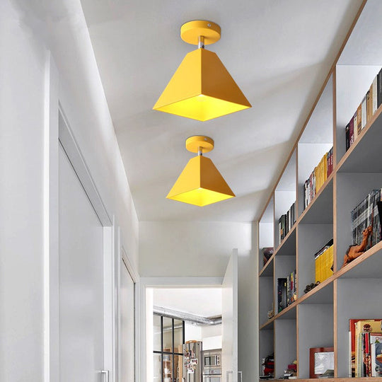 Metal Pyramid Ceiling Light for Modern Kid's Bedroom