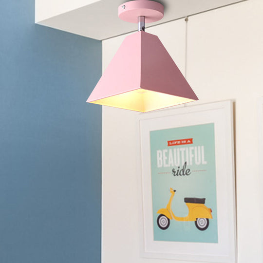 Metal Pyramid Ceiling Light for Modern Kid's Bedroom