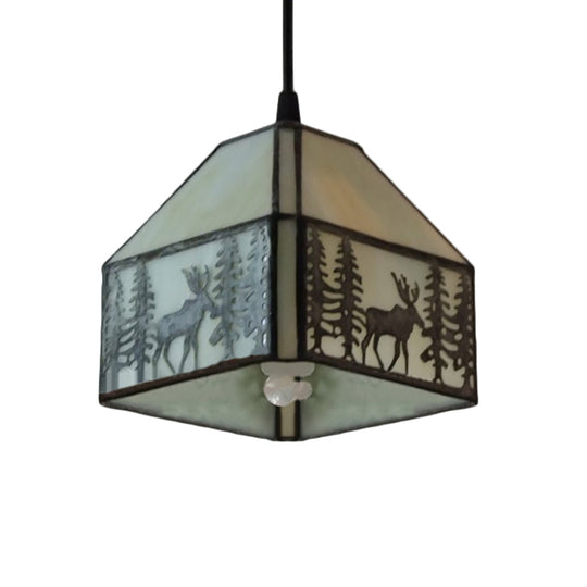 Art Glass Tiffany Pendant Lights with Deer Pattern - Perfect for Kitchen Ceilings