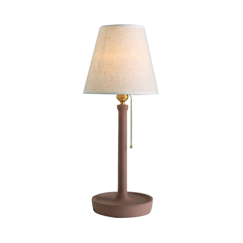 Nordic Style Tapered Cement Desk Lamp With Pull Chain - 1 Light Grey/Red/Brown Standing Table