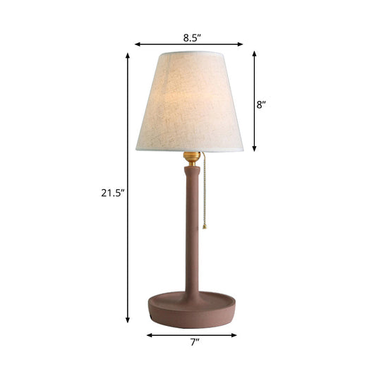 Nordic Style Tapered Cement Desk Lamp With Pull Chain - 1 Light Grey/Red/Brown Standing Table