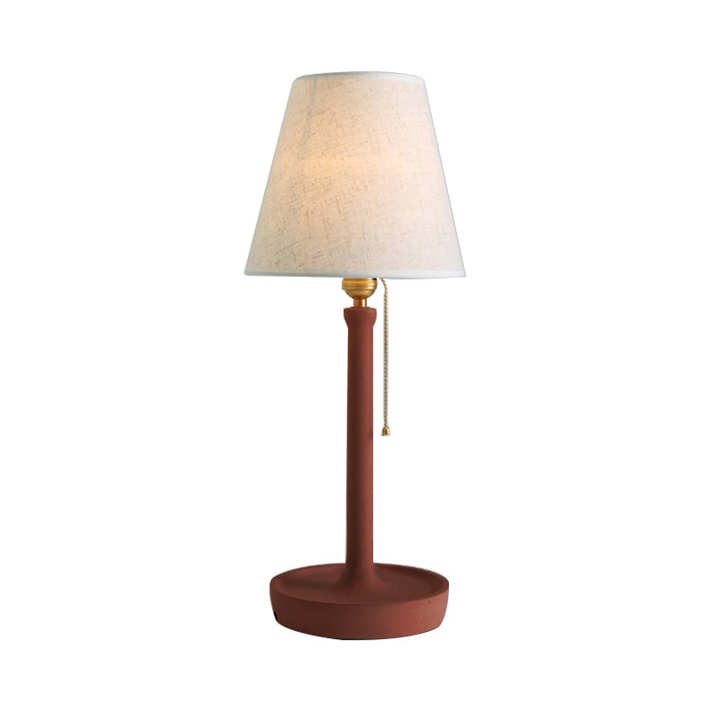 Nordic Style Tapered Cement Desk Lamp With Pull Chain - 1 Light Grey/Red/Brown Standing Table