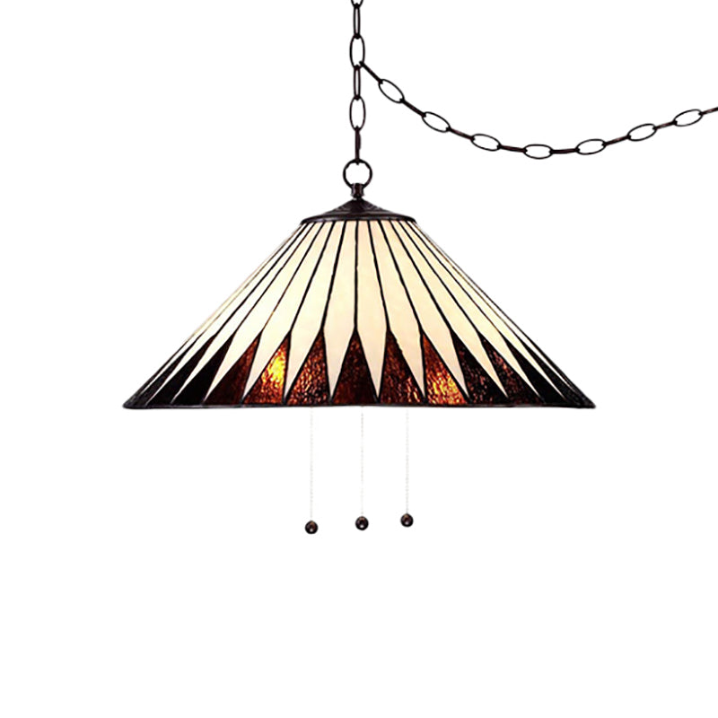 Tiffany-Style Pendant Light With Hand-Cut Beige Glass - Perfect For Living Rooms