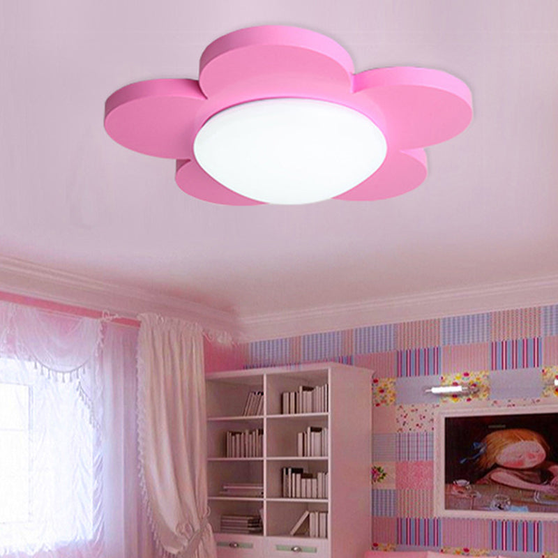 Kids Bedroom Macaron Flush Mount Ceiling Light with Floral Acrylic Shade