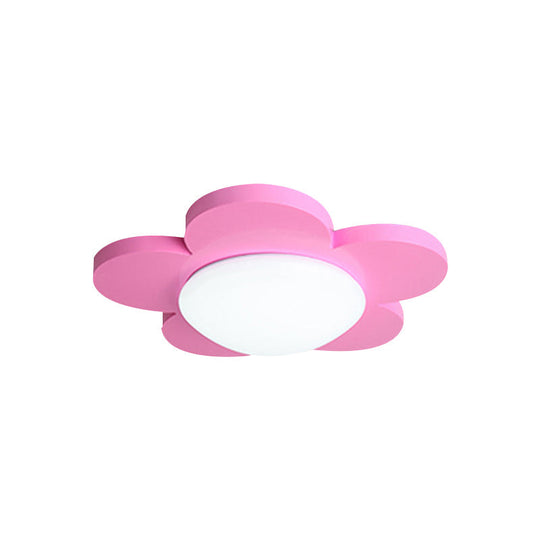 Kids Bedroom Macaron Flush Mount Ceiling Light with Floral Acrylic Shade