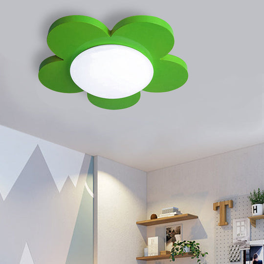 Kids Bedroom Macaron Flush Mount Ceiling Light with Floral Acrylic Shade