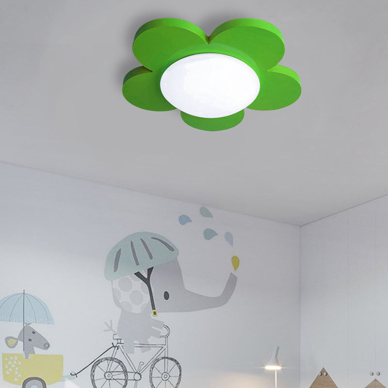 Kids Bedroom Macaron Flush Mount Ceiling Light with Floral Acrylic Shade