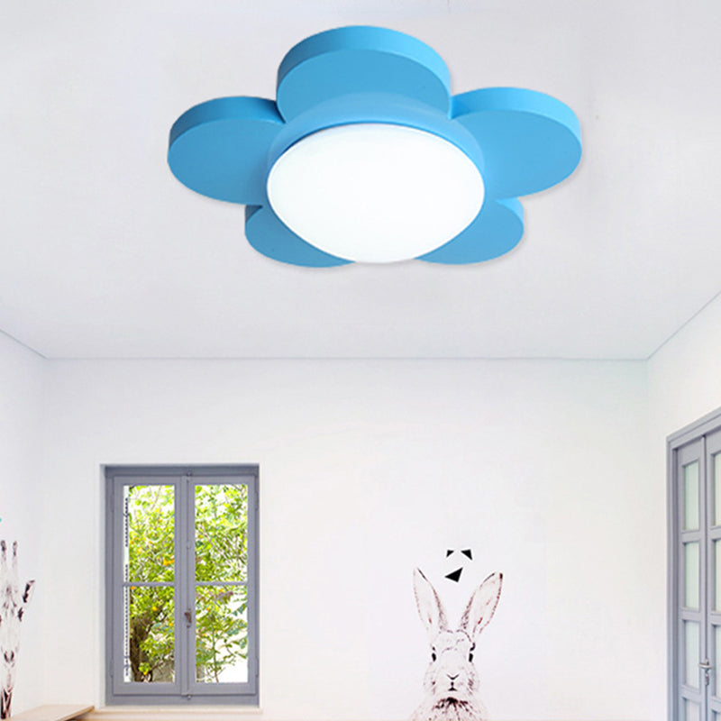 Kids Bedroom Macaron Flush Mount Ceiling Light with Floral Acrylic Shade