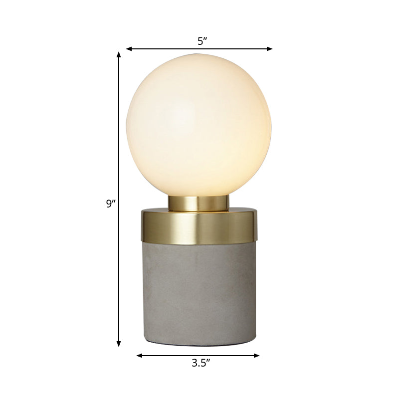 Stylish 1 Light Gray Table Lamp With Frosted Glass & Cement Base - Global Modern Lighting