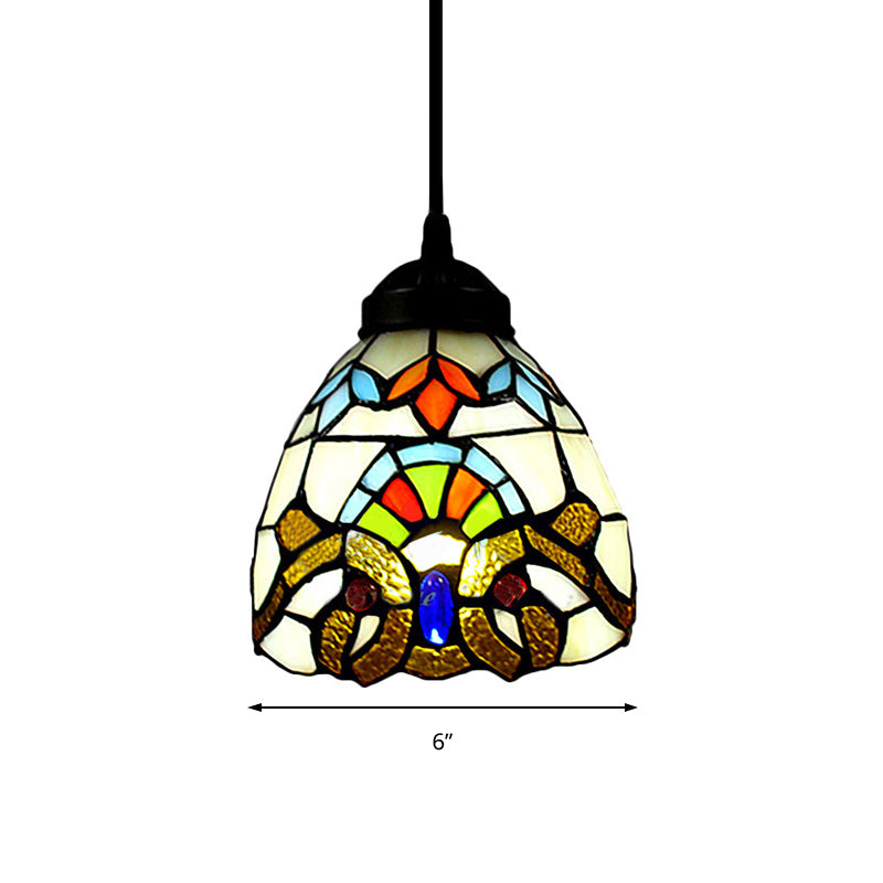 Multi-Color Art Glass Pendant Light in Baroque Style for Ceiling Fixture