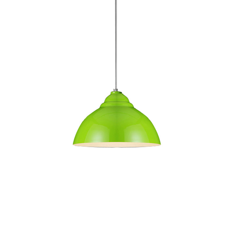 Yellow/White Metal Industrial Pendant Lamp with Domed Shade - Stylish Kitchen Ceiling Fixture