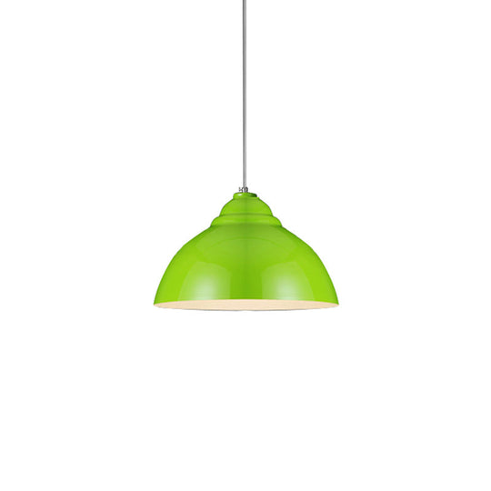 Yellow/White Metal Industrial Pendant Lamp with Domed Shade - Stylish Kitchen Ceiling Fixture