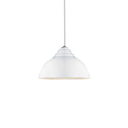 Yellow/White Metal Industrial Pendant Lamp with Domed Shade - Stylish Kitchen Ceiling Fixture