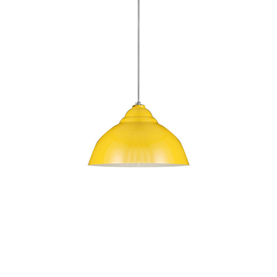 Yellow/White Metal Industrial Pendant Lamp with Domed Shade - Stylish Kitchen Ceiling Fixture