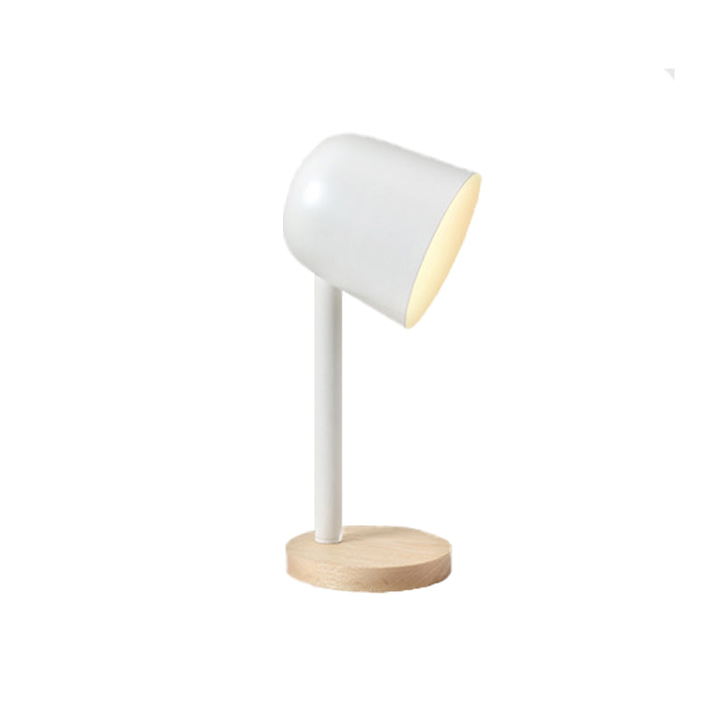 Minimalist White/Blue/Green Domed Desk Reading Lamp With Wooden Base