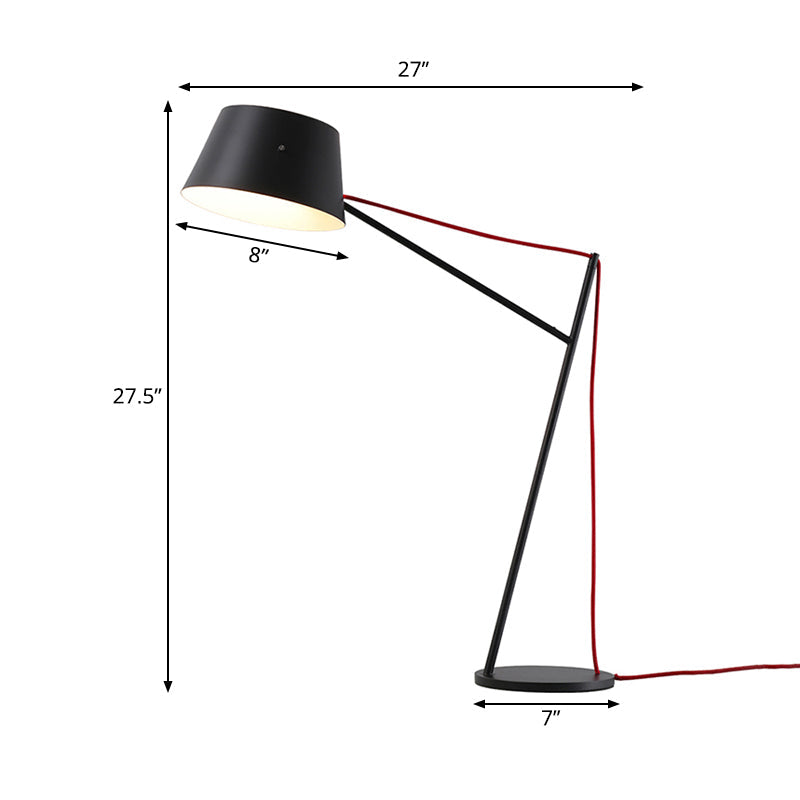 1-Light Modern Desk Lamp With Metallic Shade In Black Finish - Sleek Tapered Design For Living Room