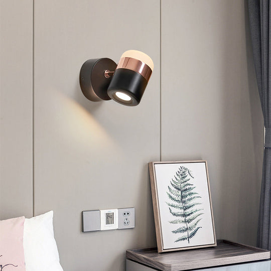 Modern Led Rotatable Wall Sconce Light For Bedroom - Black/White