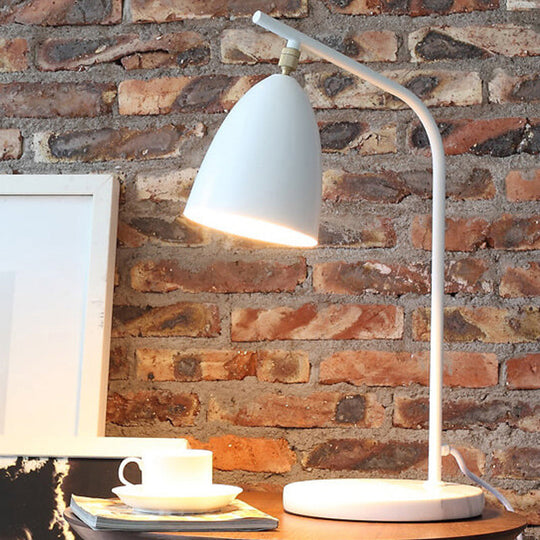 Sleek Conical Desk Lamp With Marble Base - 1-Light Bedside Reading Book Light In Black/White