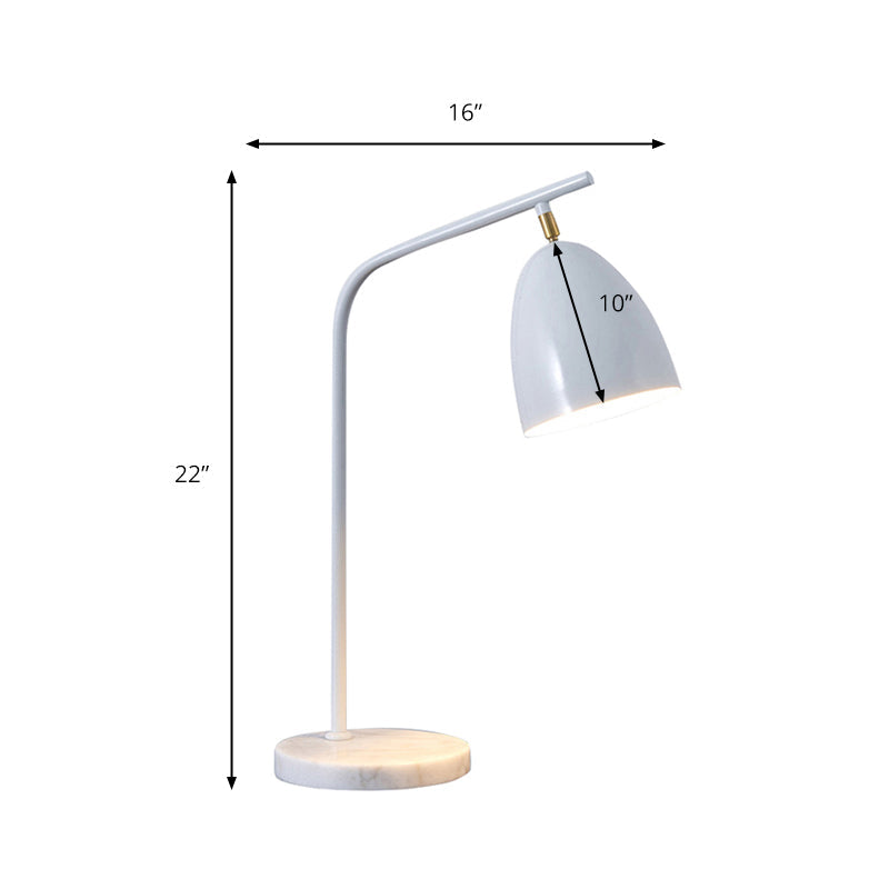 Sleek Conical Desk Lamp With Marble Base - 1-Light Bedside Reading Book Light In Black/White