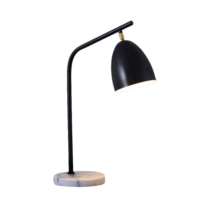 Sleek Conical Desk Lamp With Marble Base - 1-Light Bedside Reading Book Light In Black/White