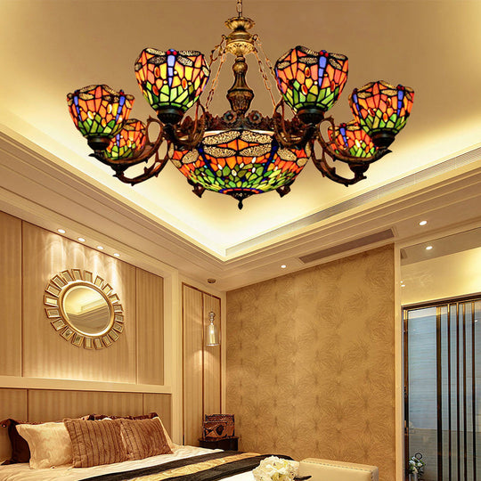 Dragonfly Hanging Pendant Chandeliers With Stained Glass Shade - Tiffany Style Living Room Decor 9 /