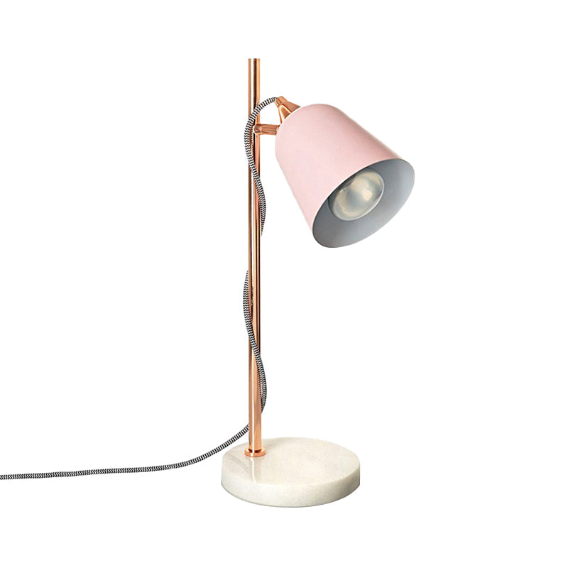 Nordic Style Cup Shaped Gray/Pink Desk Lamp With Marble Base - Perfect For Study Room