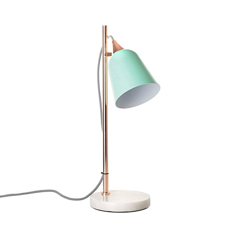 Nordic Style Cup Shaped Gray/Pink Desk Lamp With Marble Base - Perfect For Study Room