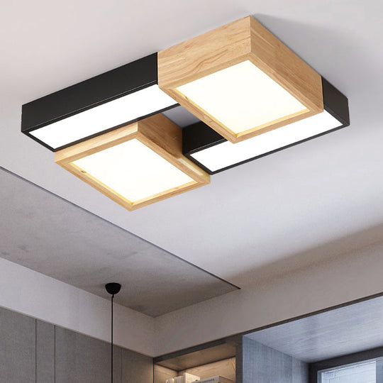 Modern Acrylic Bathroom Flush Mount Light - LED Black/White Ceiling Fixture (20.5"/24.5" Wide)