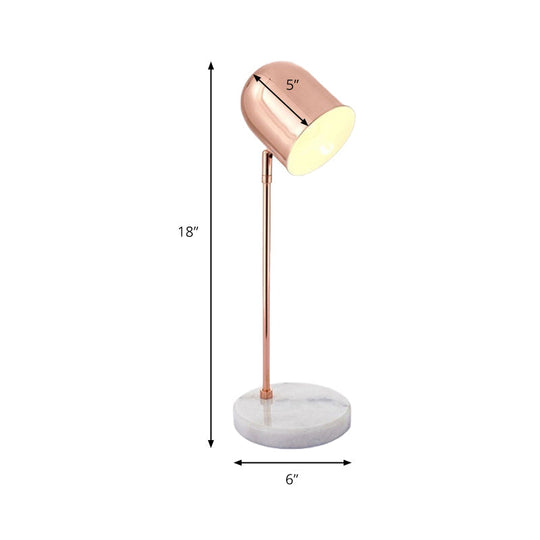 Modernist Chrome/Copper Desk Lamp: 1-Light Study Room Reading Light With Elongated Dome Shade