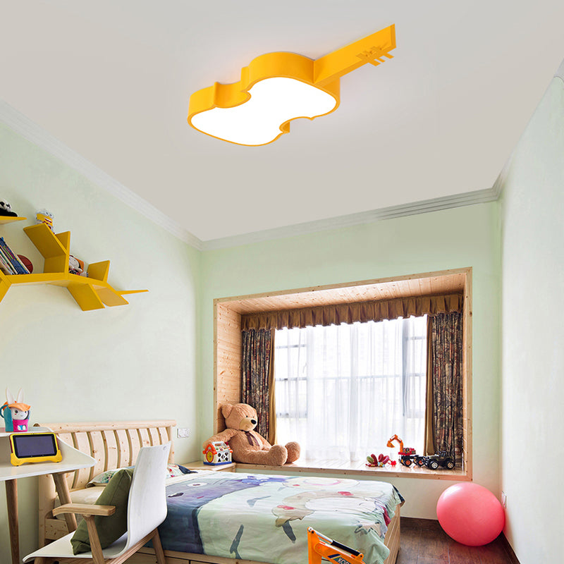 Colorful Metal Flush Ceiling Lamp With Musical Note Design For Classrooms Yellow / E 33.5