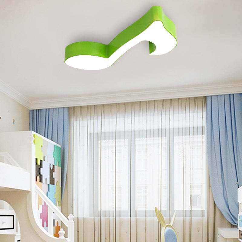 Colorful Metal Flush Ceiling Lamp With Musical Note Design For Classrooms Green / C 26