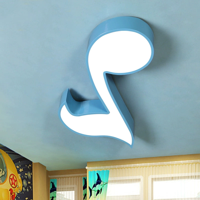 Colorful Metal Flush Ceiling Lamp With Musical Note Design For Classrooms Blue / A 22