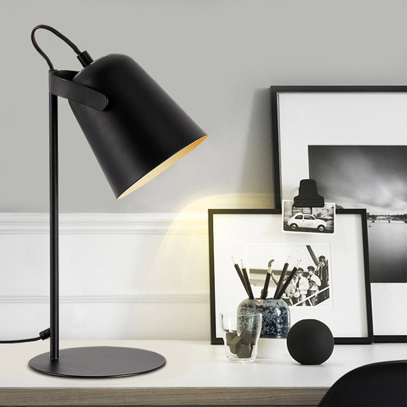 Adjustable Macaron-Style Metallic Desk Lamp Barre Shade 1-Light Black/Grey Perfect For Bedroom