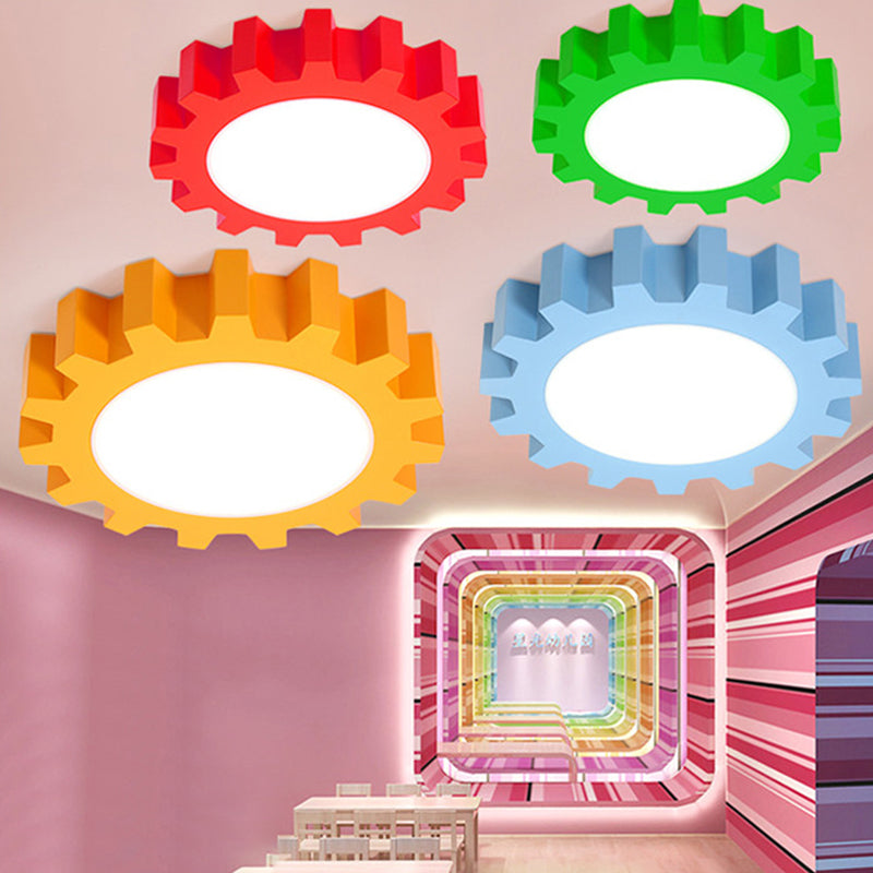 Cartoon Led Ceiling Light For Kindergarten: Metal Gear Mount