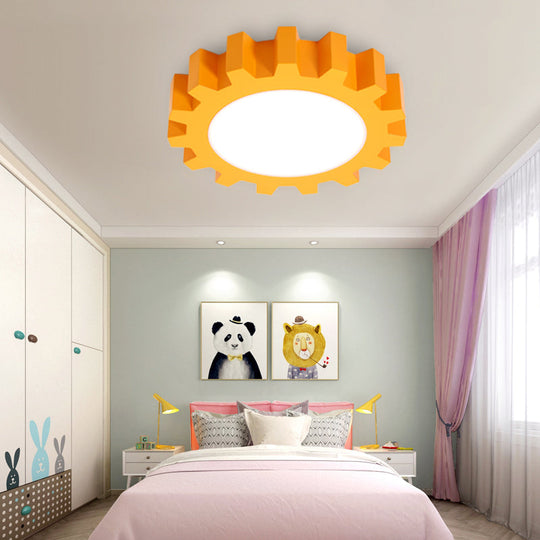 Cartoon Led Ceiling Light For Kindergarten: Metal Gear Mount