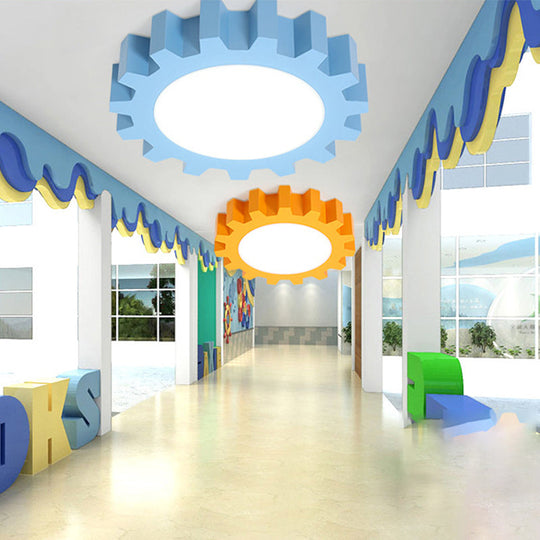 Cartoon Led Ceiling Light For Kindergarten: Metal Gear Mount