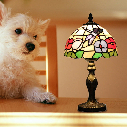 Dragonfly Stained Glass Table Lamp: Rustic Lodge Décor In Bronze