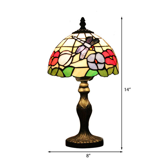 Dragonfly Stained Glass Table Lamp: Rustic Lodge Décor In Bronze