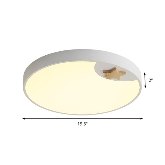 Contemporary Led Acrylic Ceiling Fixture - Circle Design 16/19.5 Wide Wood Star Deco White Flush