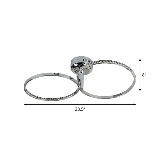 Modern Style Led Ceiling Mount With Metallic Hoop Design Stainless-Steel Finish Warm Light