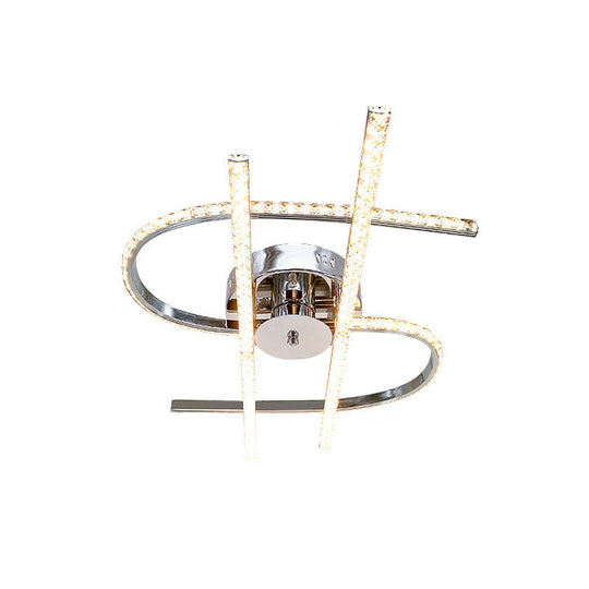 Dollar Sign Ceiling Lighting: Faceted Crystal Led Semi Flush In Stainless Steel Warm/White Light