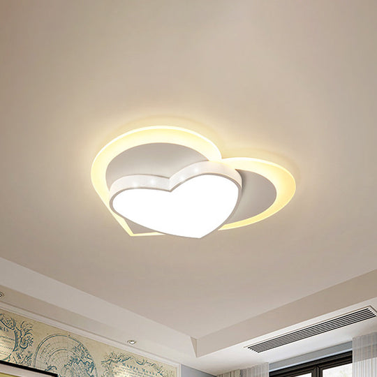 Pastel Heart Flush Light: Acrylic Led Ceiling Mount For Macaron Lovers (White/Pink/Yellow) White