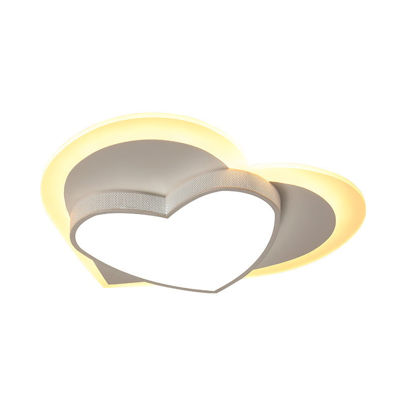 Pastel Heart Flush Light: Acrylic Led Ceiling Mount For Macaron Lovers (White/Pink/Yellow)