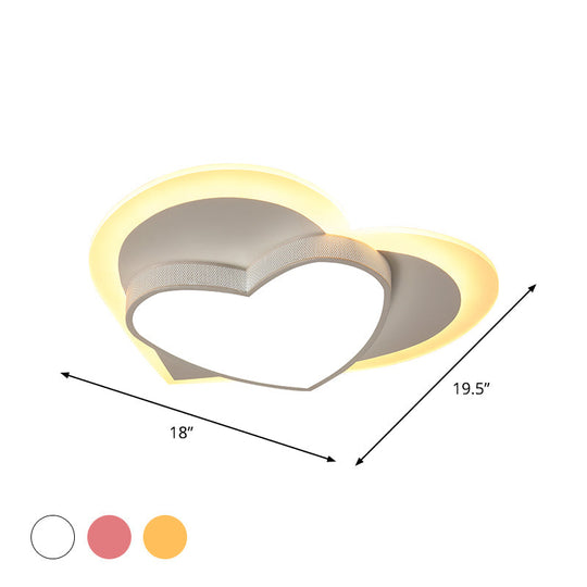 Pastel Heart Flush Light: Acrylic Led Ceiling Mount For Macaron Lovers (White/Pink/Yellow)