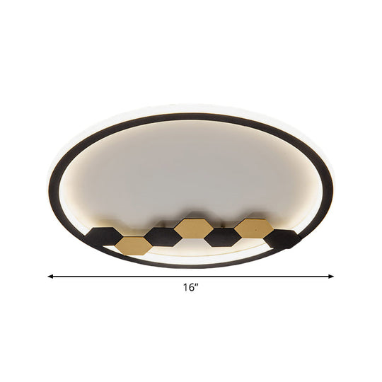 Modern Black LED Ceiling Flush Mount with Leaf/Geometric Design