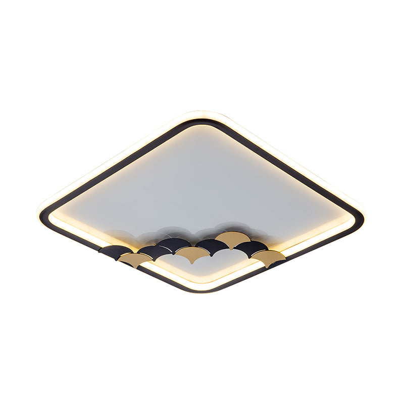 Modern Black LED Ceiling Flush Mount with Leaf/Geometric Design